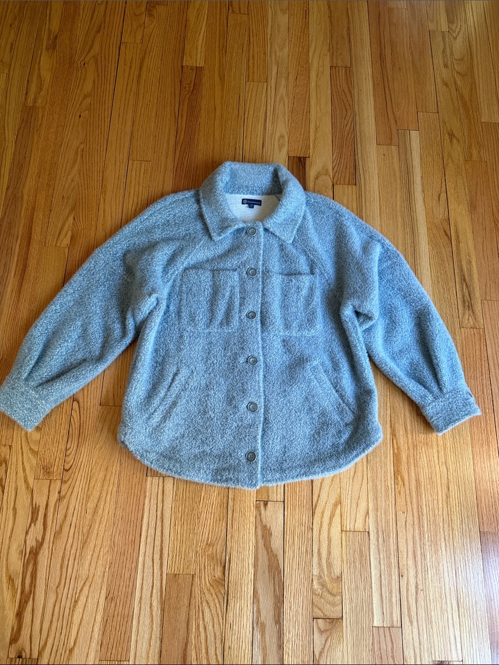 Democracy Women's Heather Blue Teddy Jacket Cozy Soft Size Medium